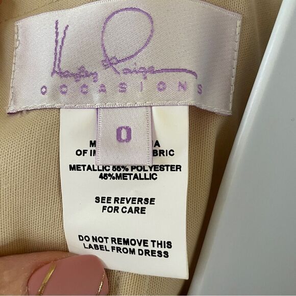 Hayley Paige Occasions Formal Off Shoulder Or Strapless Dress Style 52002 Gold 0 - Picture 14 of 16